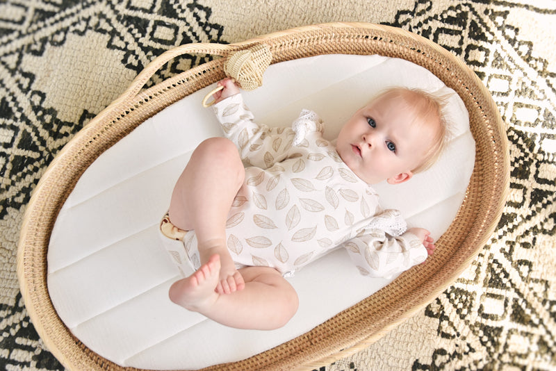 Baby Changing Basket | Raja Homewares | Natural Rattan Basket with White Matress