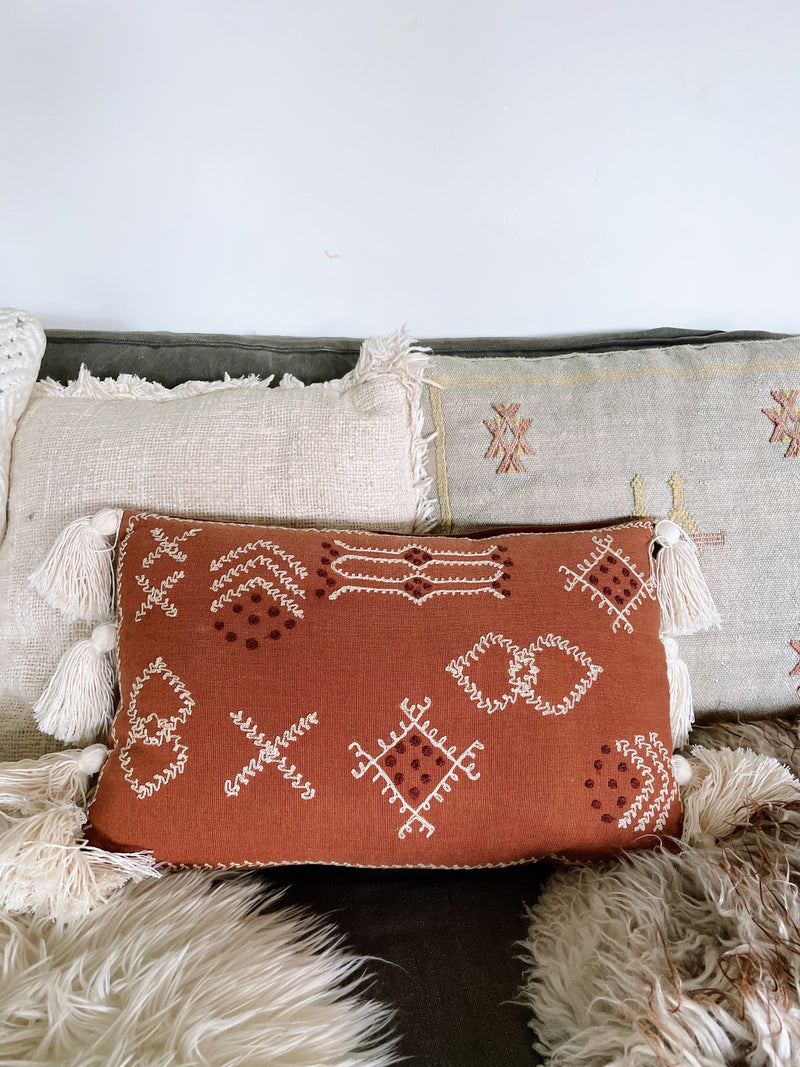 Clay Boho Cushions | Raja Homewares | Embroidered Clay Cushion Covers