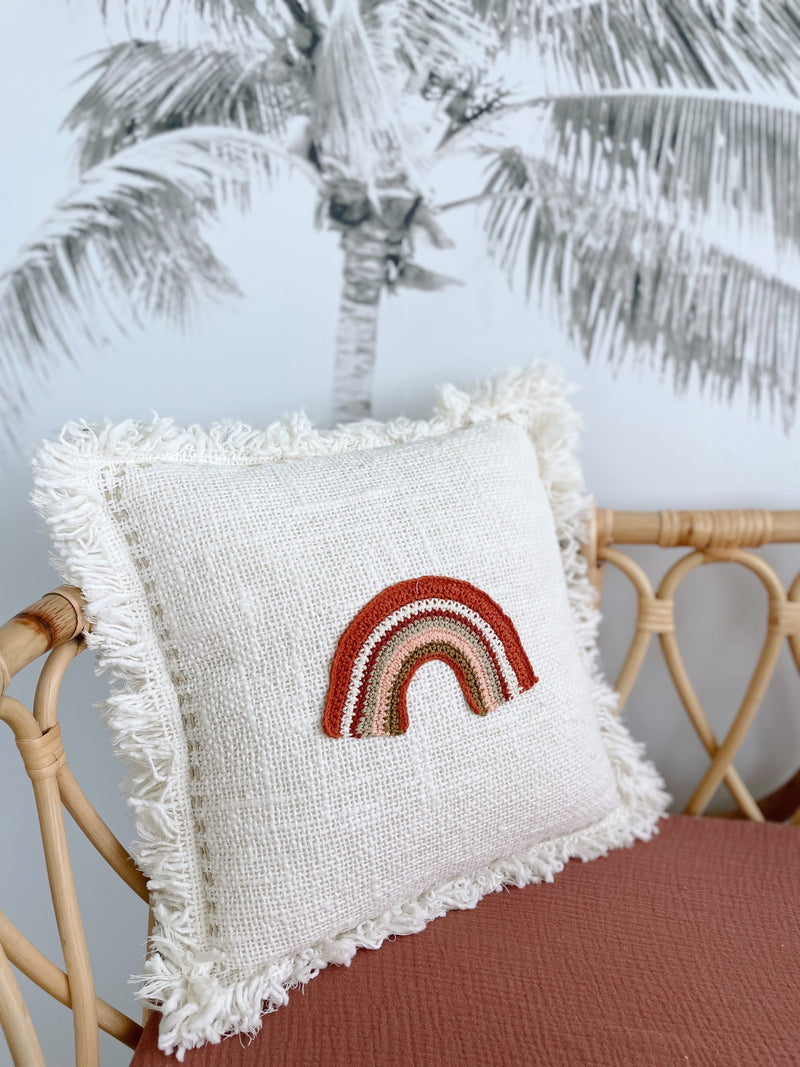 Peru Fringe Cushion cover | Raja Homewares | 30cm x 30cm Hand Crochet and Hand Loomed